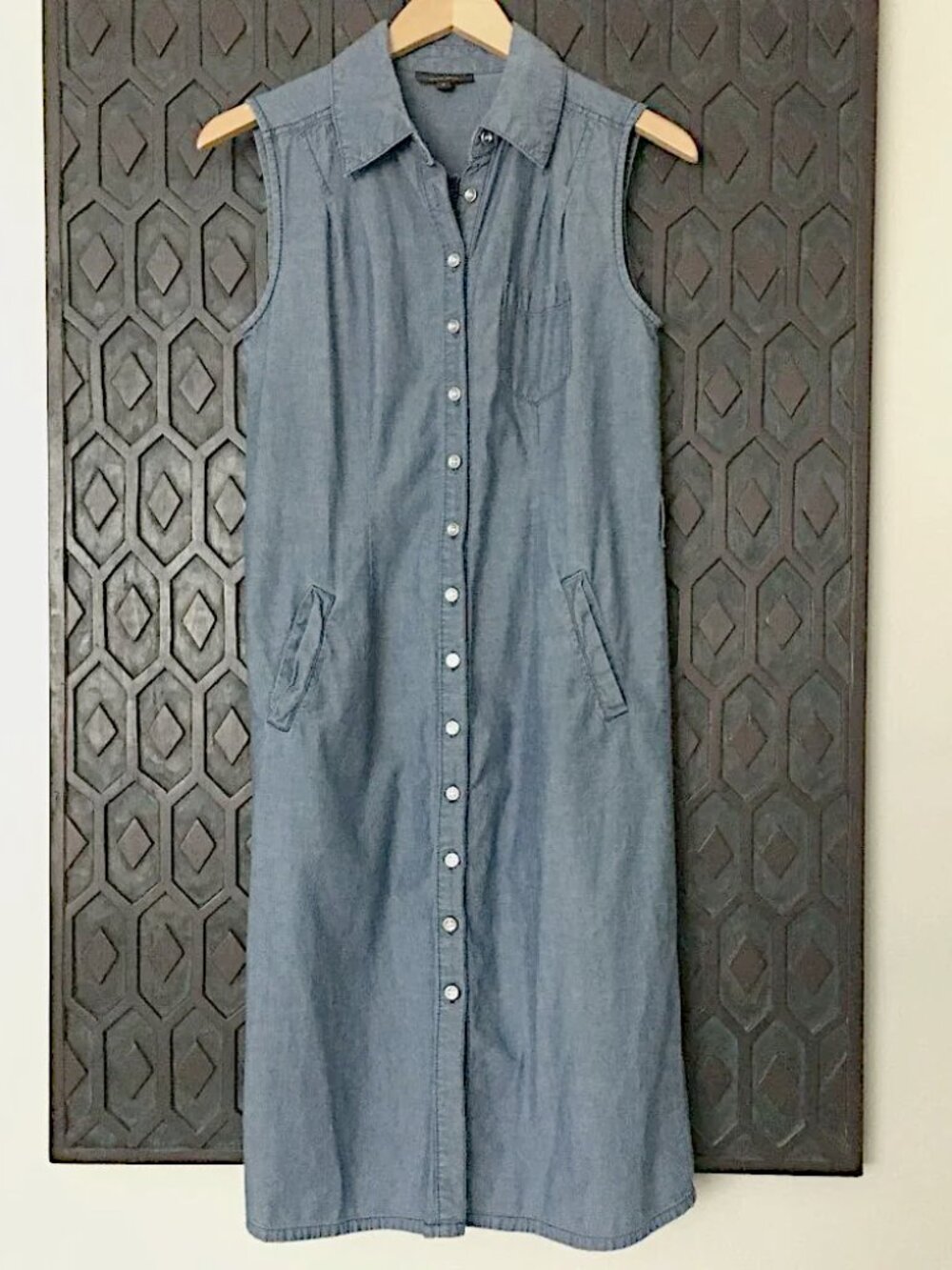 Vintage 90s Cotton Ginny Made in Canada Denim Chambray Midi Maxi Dress - 7